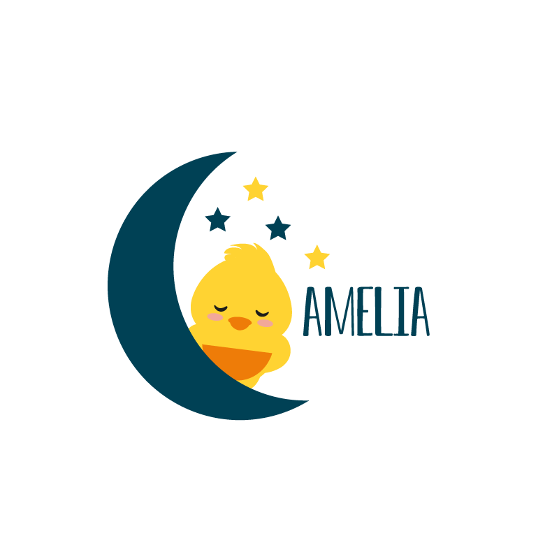 Poster personnalisable poule endormie lune - TenStickers