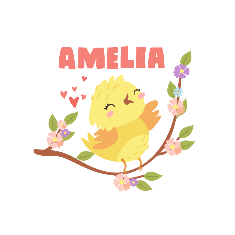 Poster personnalisable oiseau jaune joyeux - TenStickers