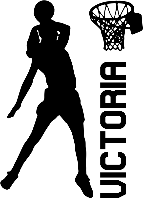 Poster basketball joueuse en dunk avec nom - TenStickers