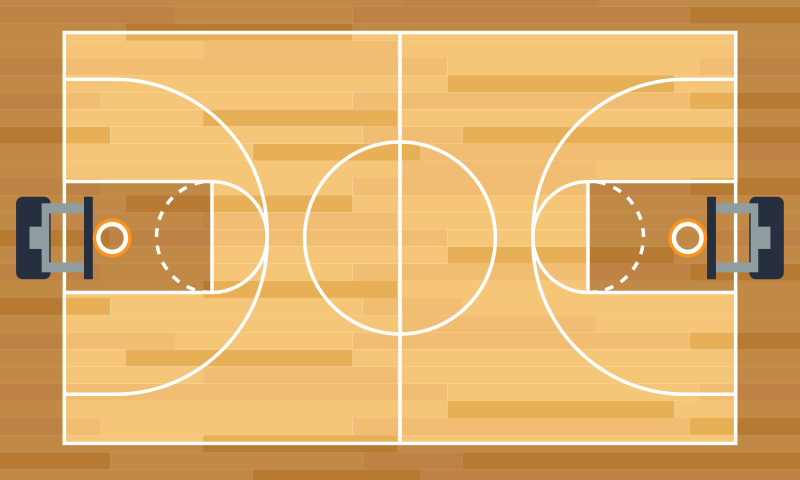 Poster basketball tapis vinyle jeune terrain de basket - TenStickers
