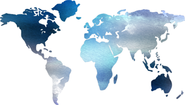 Poster carte du monde aquarelle tons bleus - TenStickers