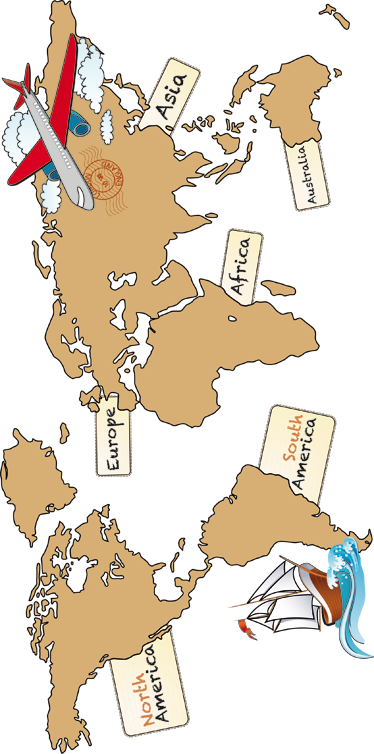 Poster carte du monde vinyle continents anglais - TenStickers