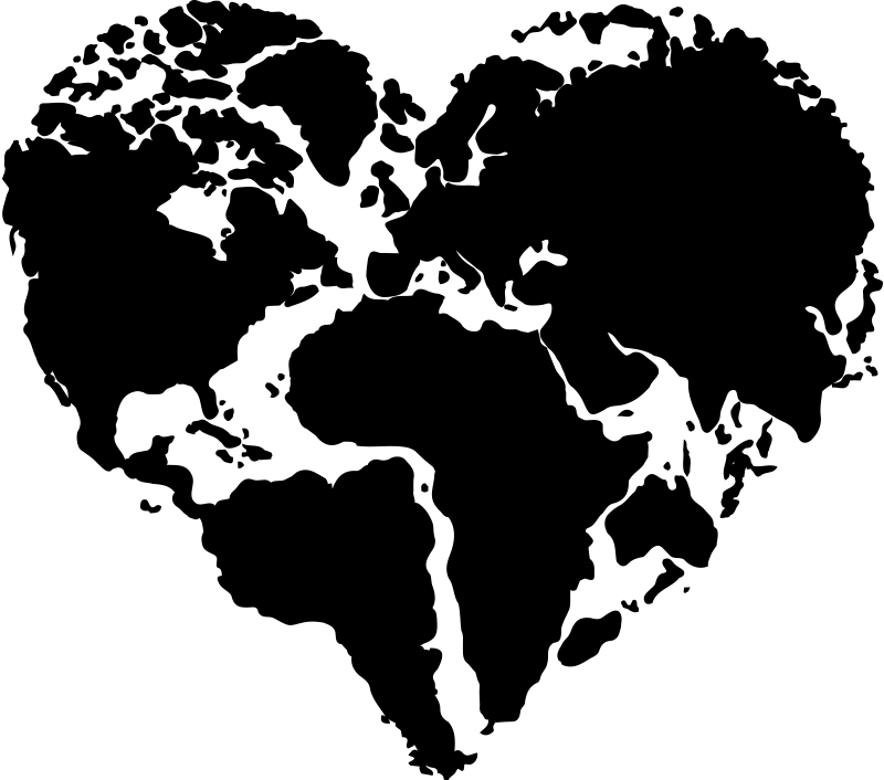 Poster carte du monde autocollant en forme de cœur - TenStickers