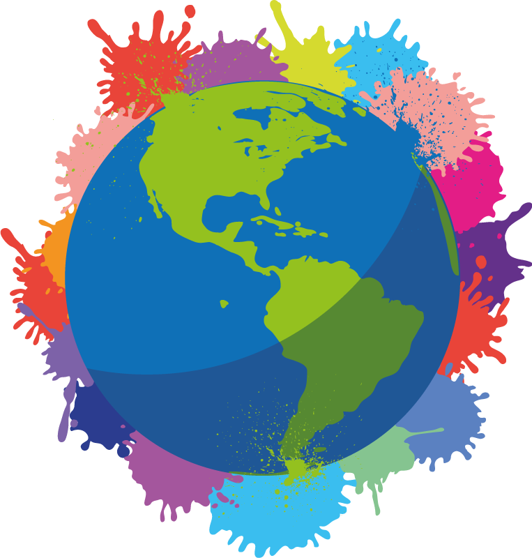 Poster carte du monde éclaboussures de couleurs - TenStickers