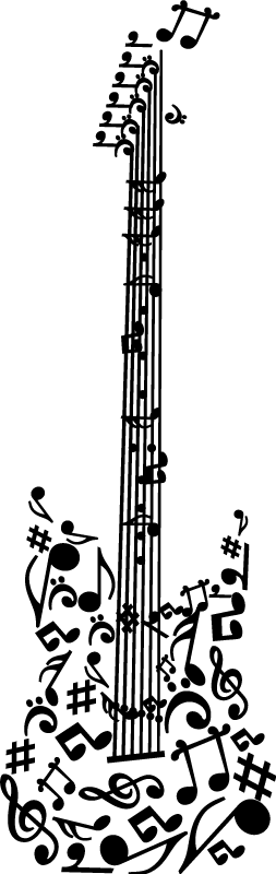 Poster musique guitare et portée décorative - TenStickers