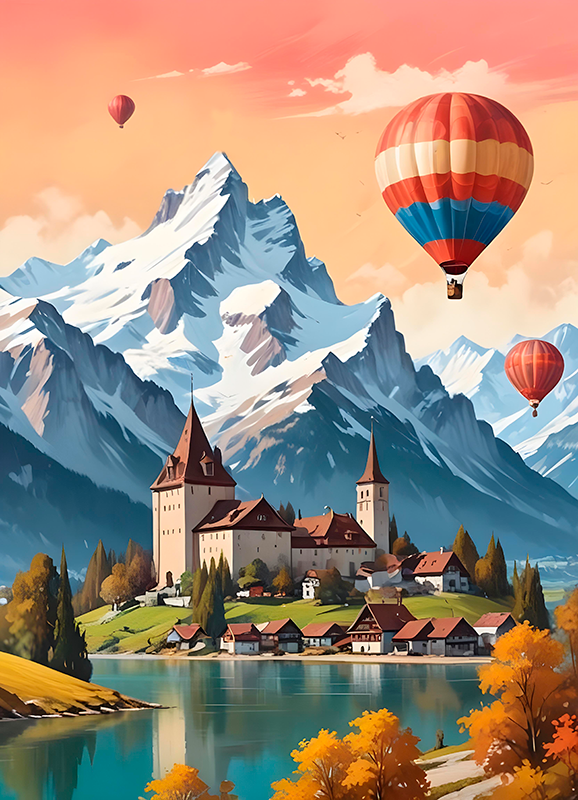 Poster paysages château d'oex - TenStickers