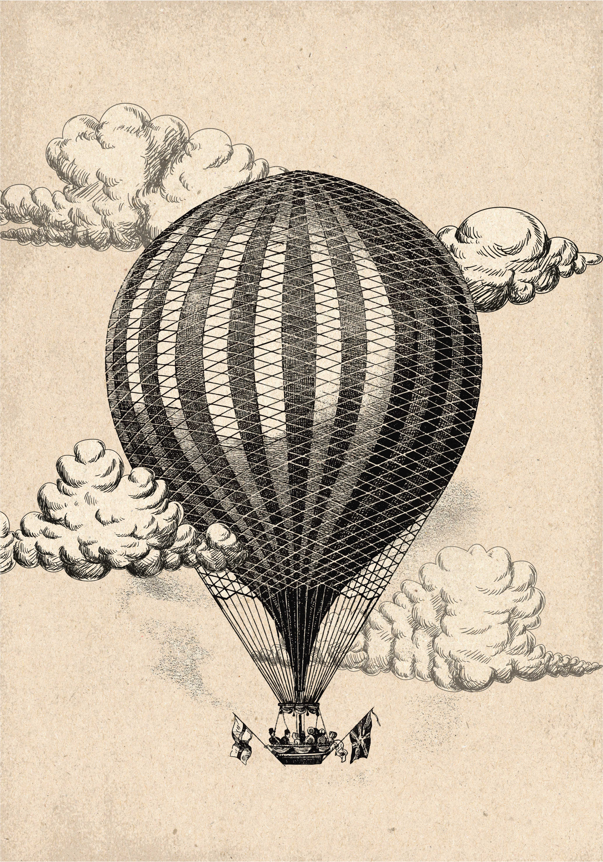 Poster vintage montgolfière rétro - TenStickers
