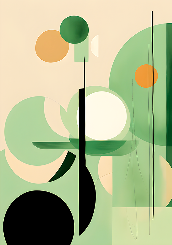 Poster abstrait figures vertes - TenStickers