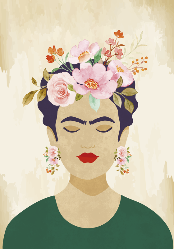 Poster fleurs femme avec des fleurs - TenStickers
