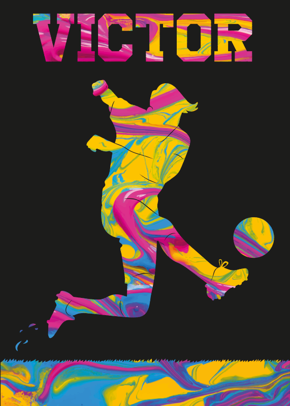 Poster silhouette footballeur avec prénom - TenStickers