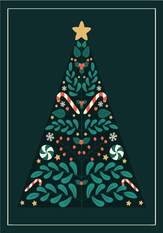Poster couleur verte sapin de Noël - TenStickers