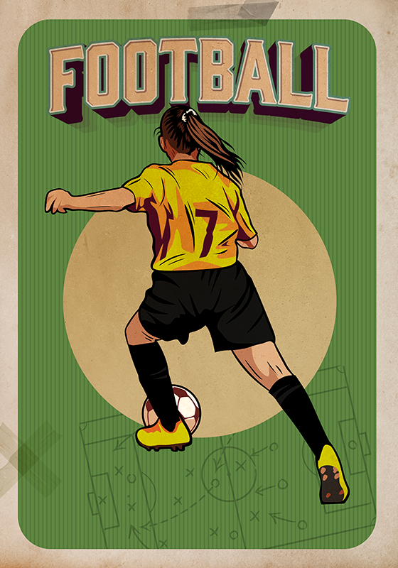 Poster footballeuse style rétro - TenStickers