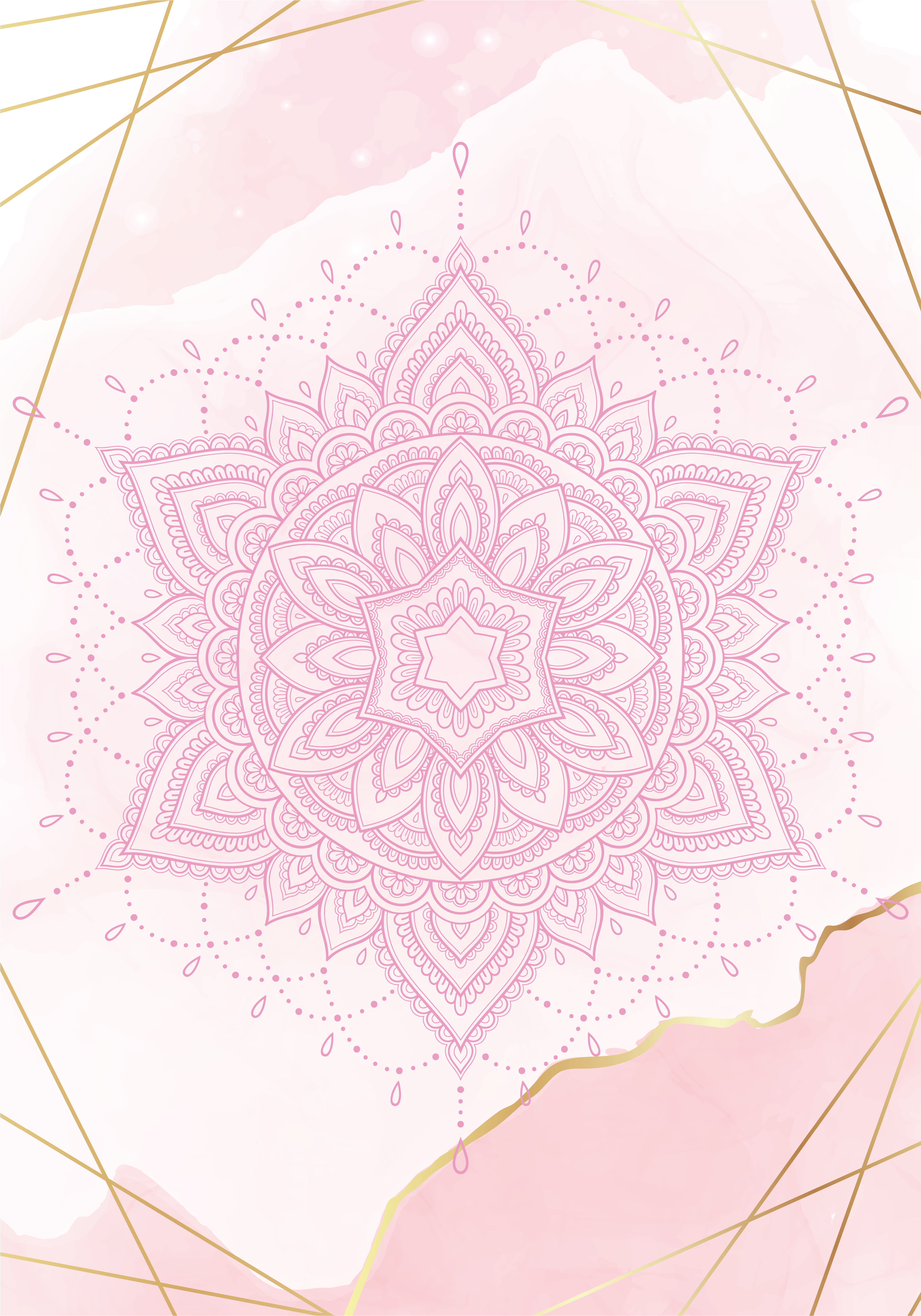Poster motif mandala aquarelle rose - TenStickers