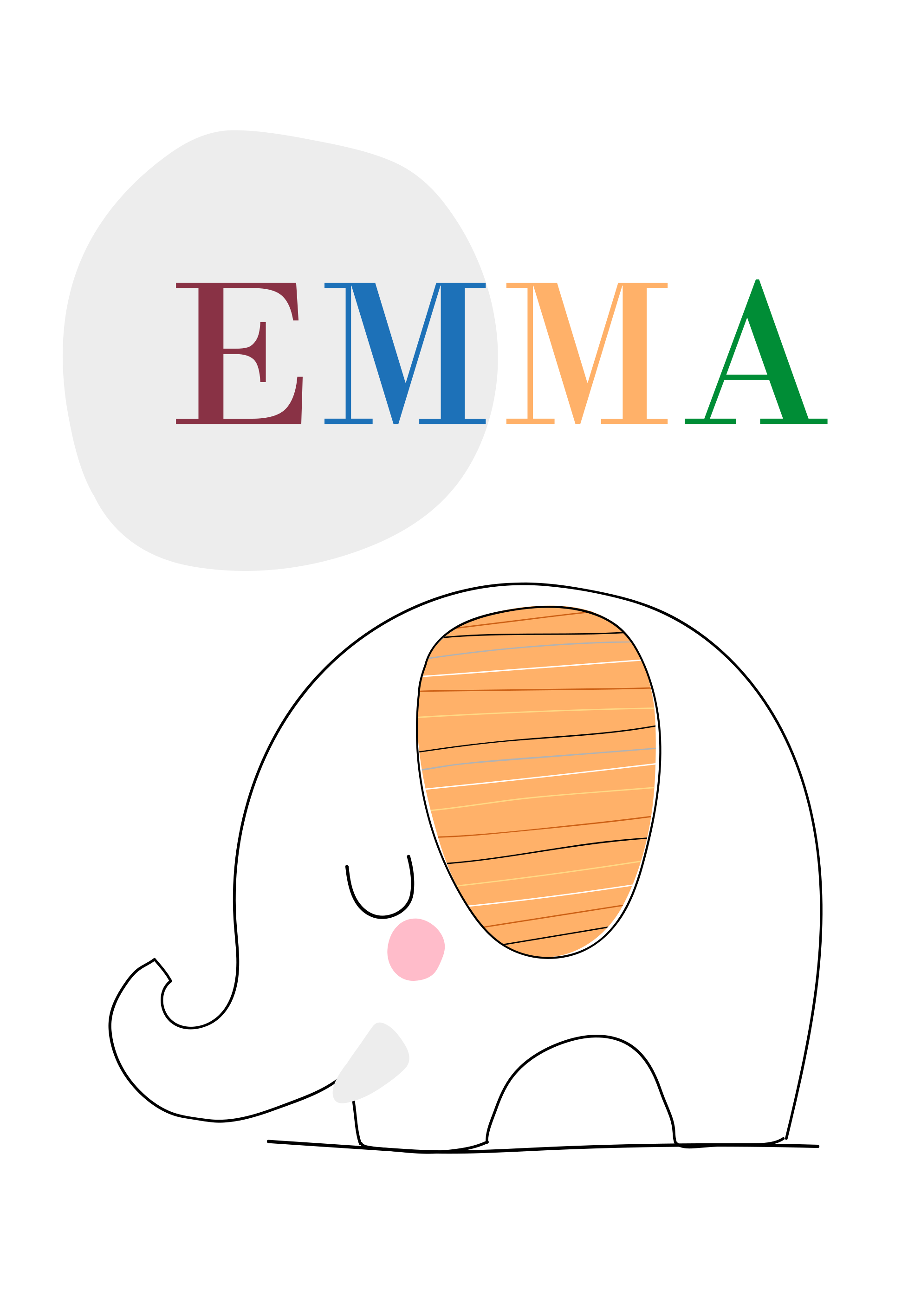 Poster chambre enfant bébé éléphant personnalisé - TenStickers