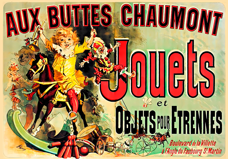 Poster vintage Aux Buttes Chaumont jouets - TenStickers