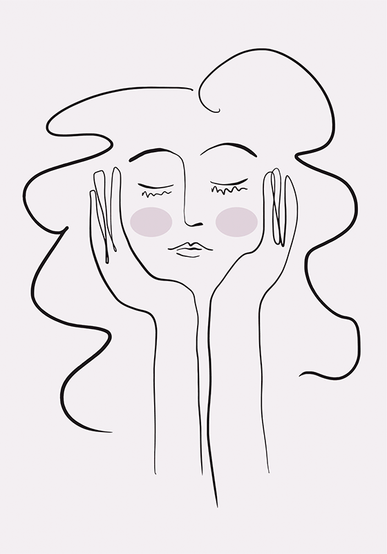 Poster minimaliste portrait de femme au trait - TenStickers