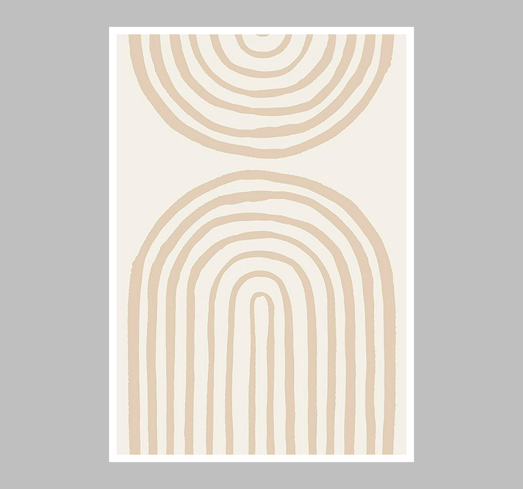Affiche abstraite lignes douces en beige - TenStickers