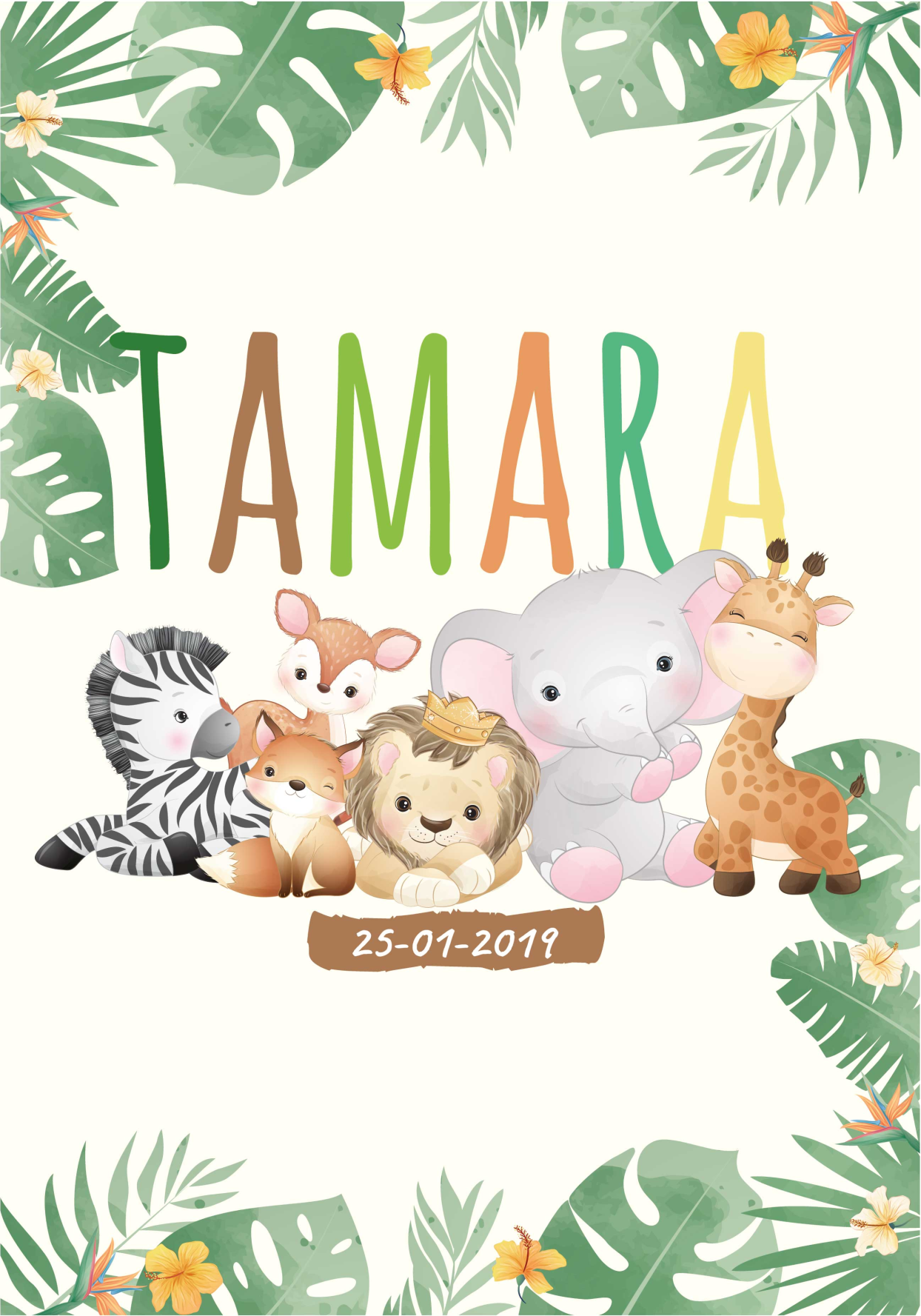 Affiche enfant animaux jungle personnalisable - TenStickers