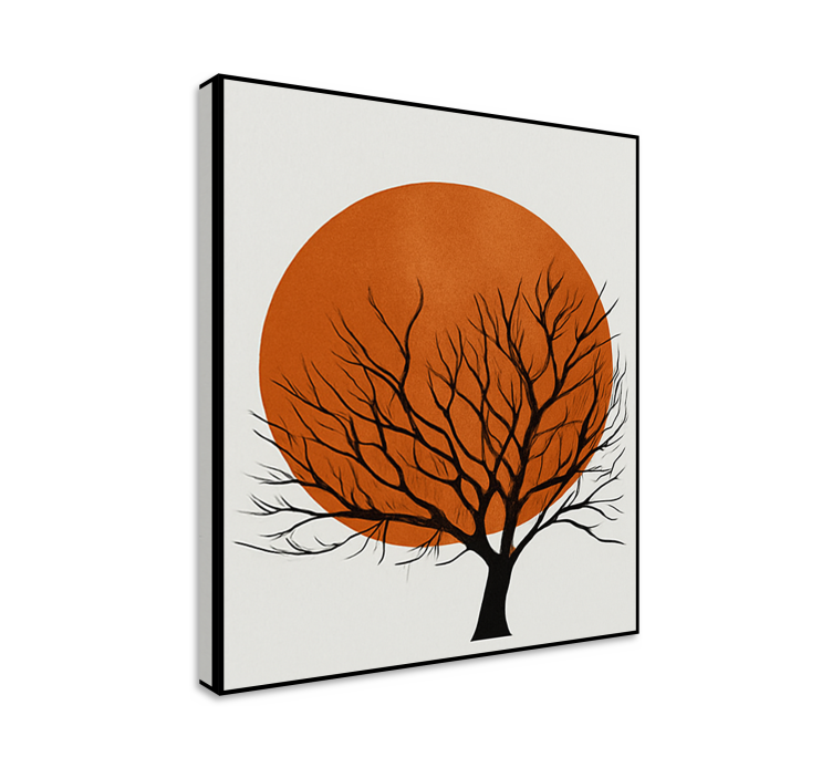 Tableau arbres silhouette de coucher de soleil doré - TenStickers
