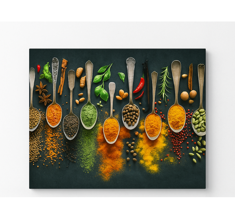 Tableau cuisine épices sur des cuillères - TenStickers