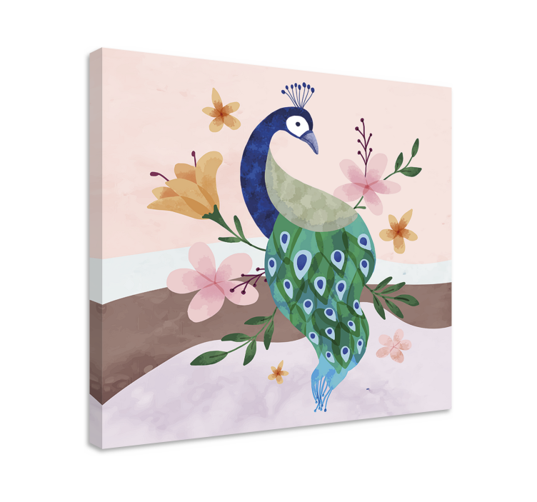 Tableau oiseaux fleur de paon - TenStickers