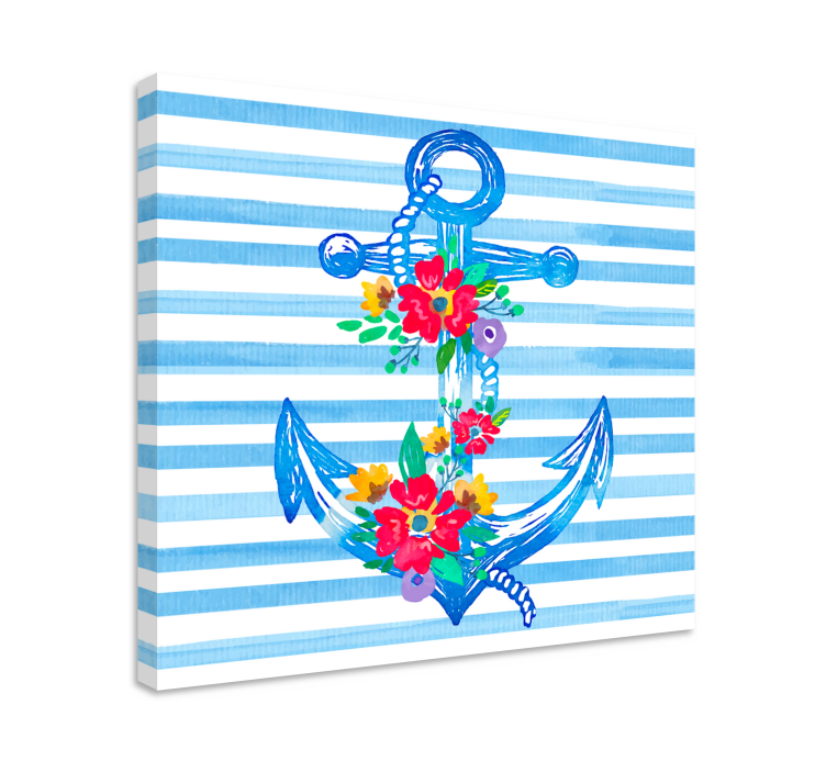Tableau mer illustration d'ancre florale - TenStickers