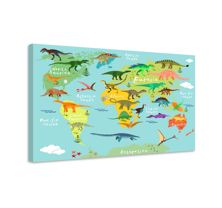 Tableau dinosaures carte du globe des dinosaures - TenStickers