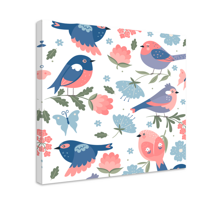 Tableau fleurs et plantes oiseaux colorés floraux - TenStickers