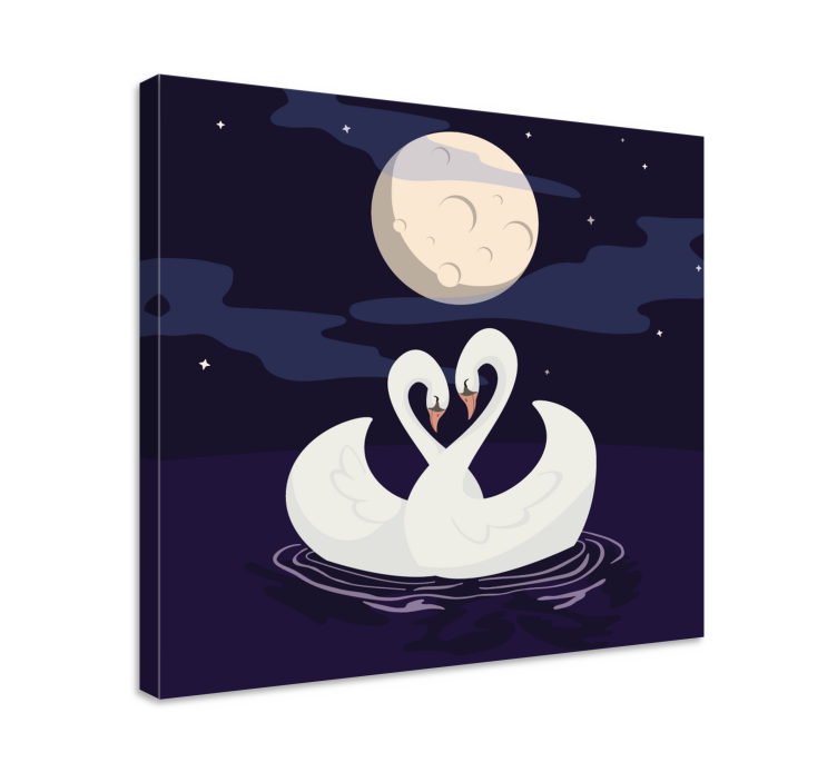 Tableau animaux cygnes à la lumière de la lune - TenStickers
