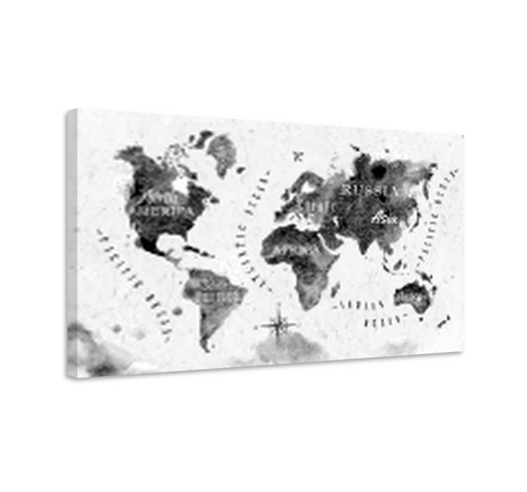 Tableau carte du monde monochrome - TenStickers