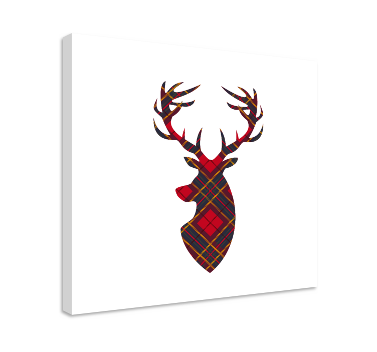 Tableau cerfs tête de cerf en plaid - TenStickers