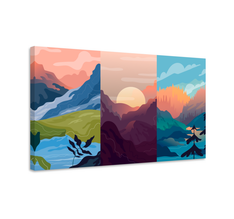 Tableau paysages lever de soleil en montagne - TenStickers
