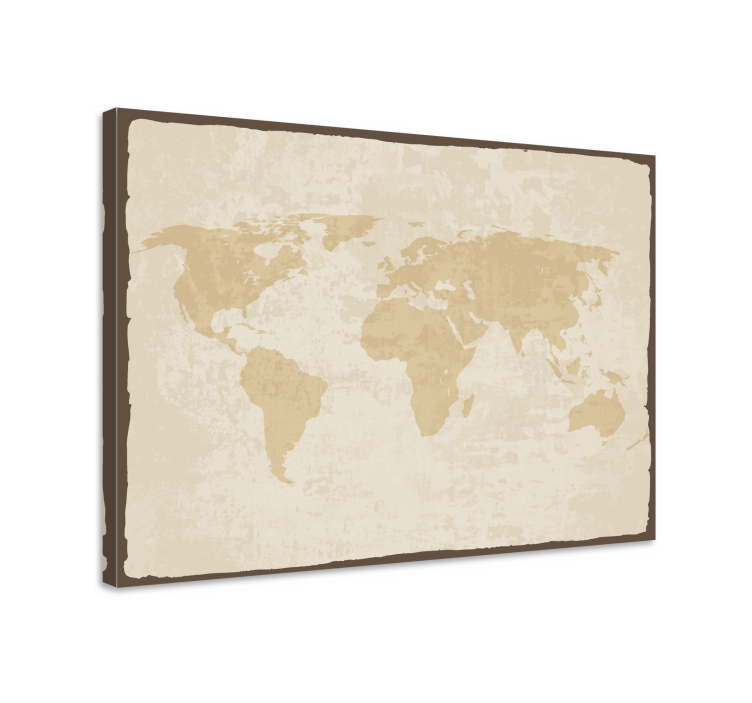 Tableau carte du monde Blanc et beige vintage - TenStickers