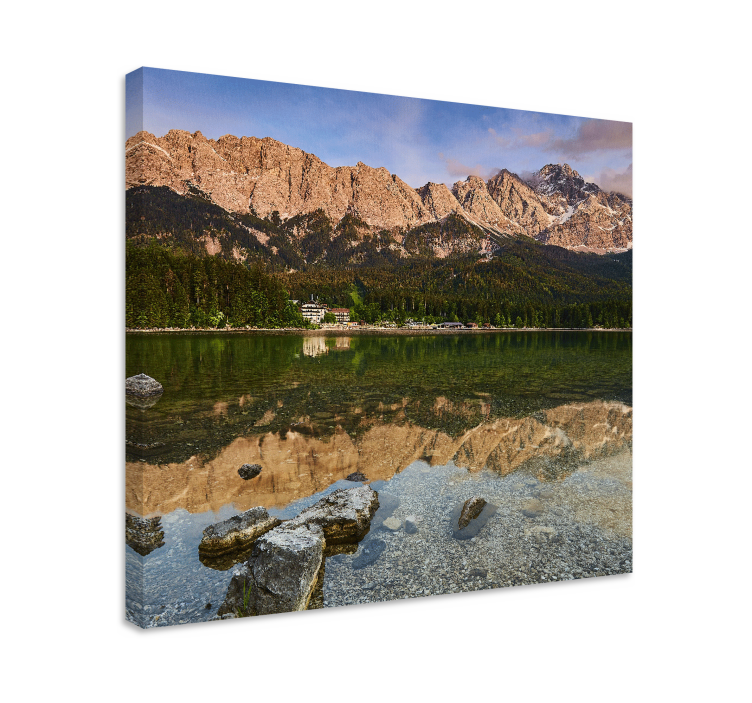 Tableau paysages reflet de montagne sur lac - TenStickers