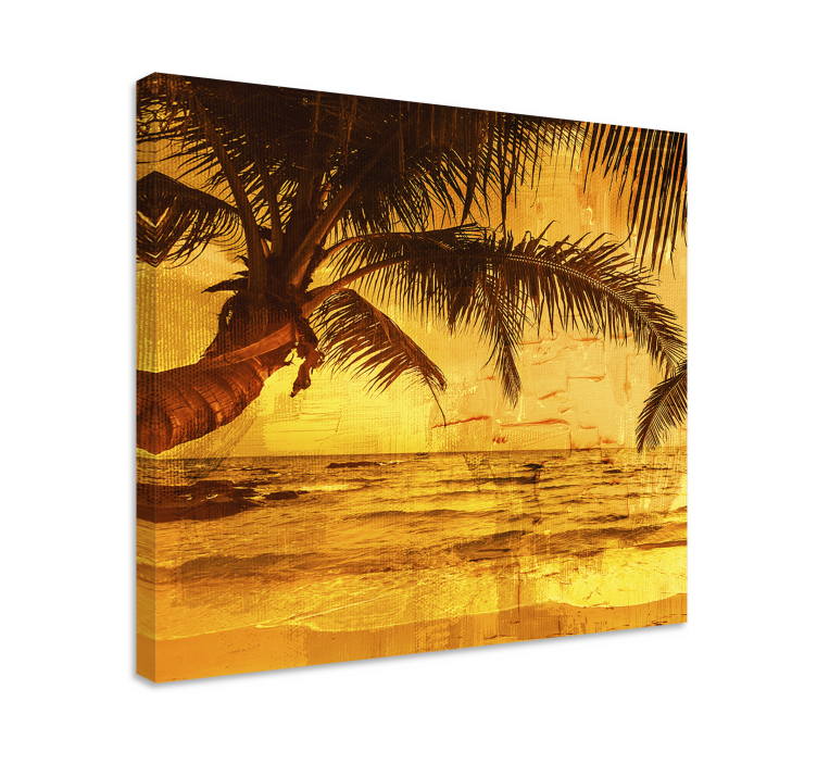 Tableau paysages scène de palmier au coucher de soleil - TenStickers