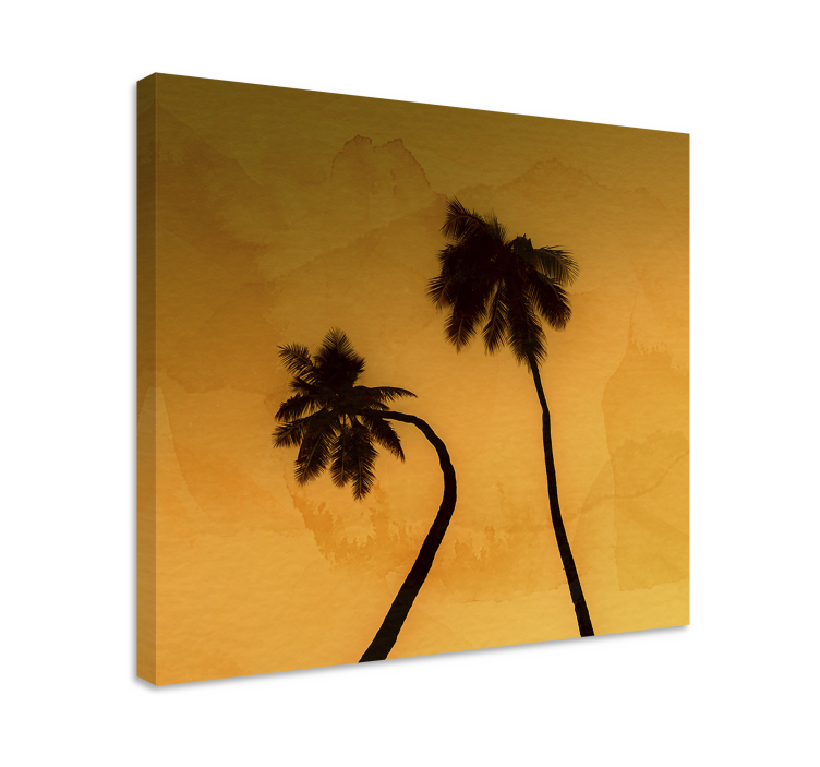 Tableau fleurs et plantes palmiers en silhouette au couchant - TenStickers