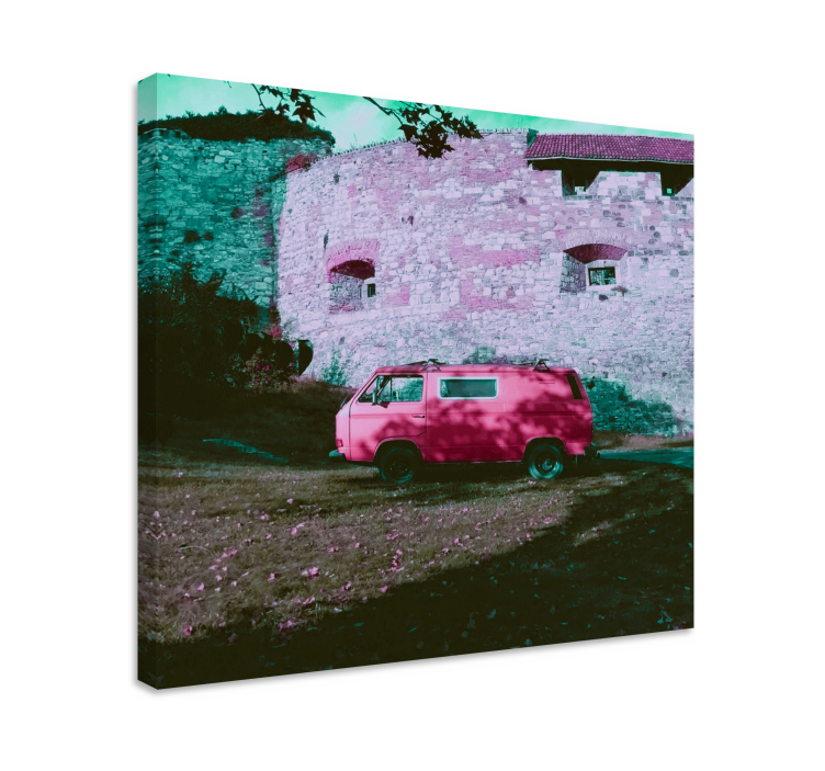 Tableau abc fourgon rose vintage - TenStickers