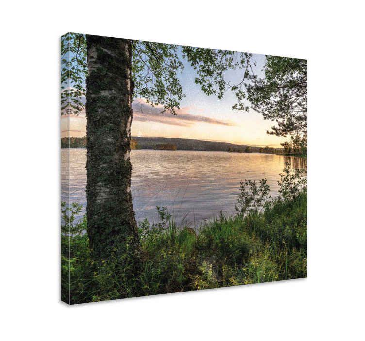 Tableau paysages lac serein au coucher du soleil - TenStickers