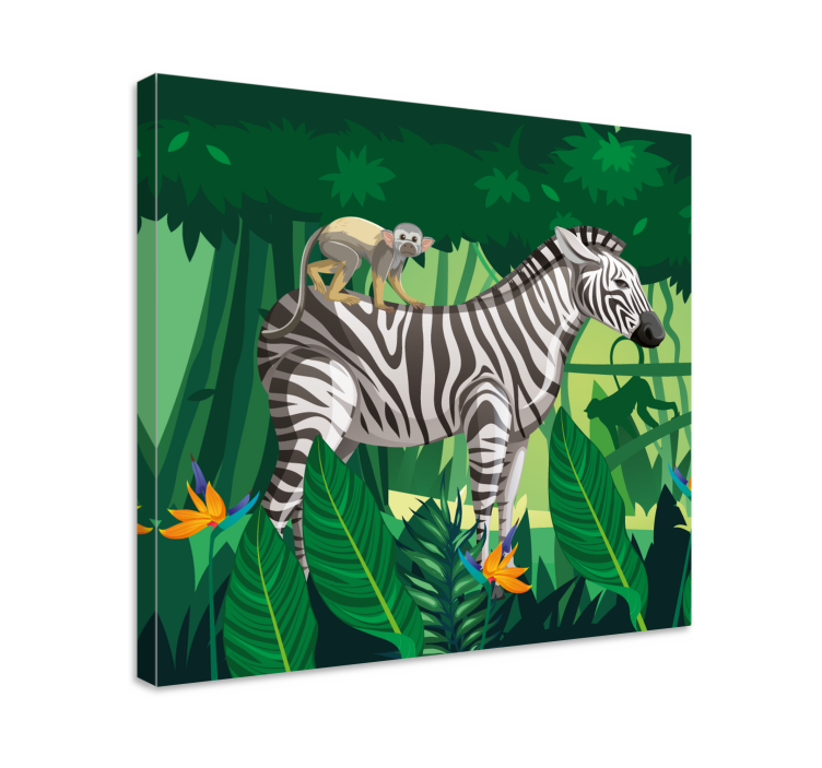 Tableau animaux zèbre avec singe - TenStickers