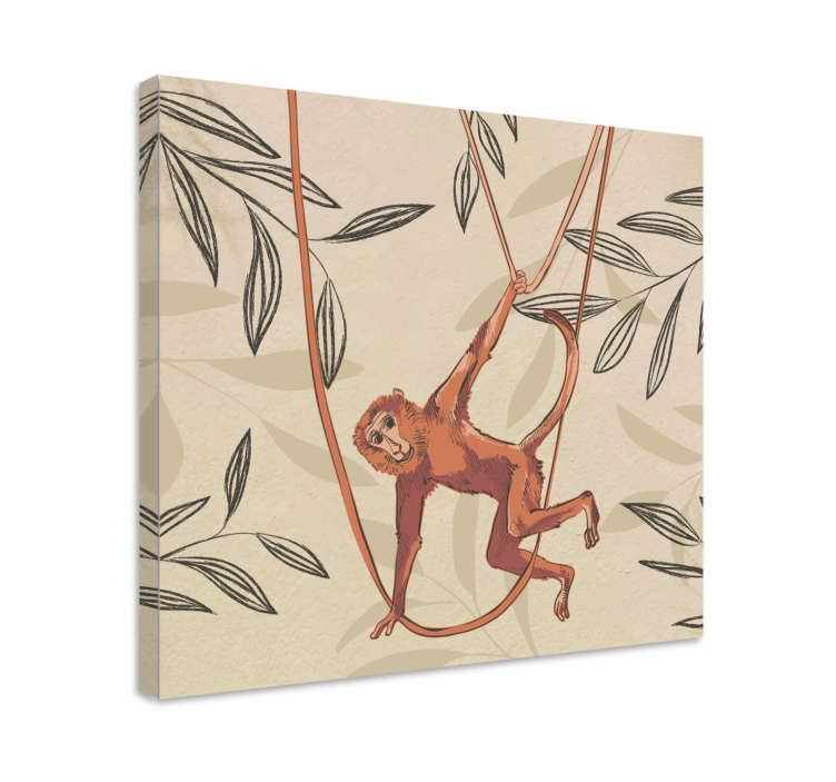 Tableau animaux singe balançoire - TenStickers
