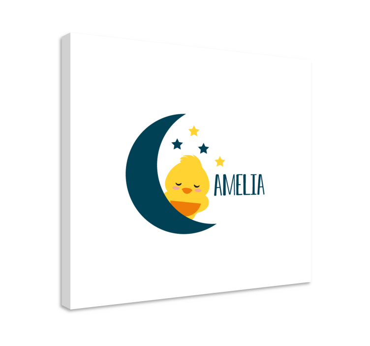 Tableau bébé poule endormie sous la lune - TenStickers
