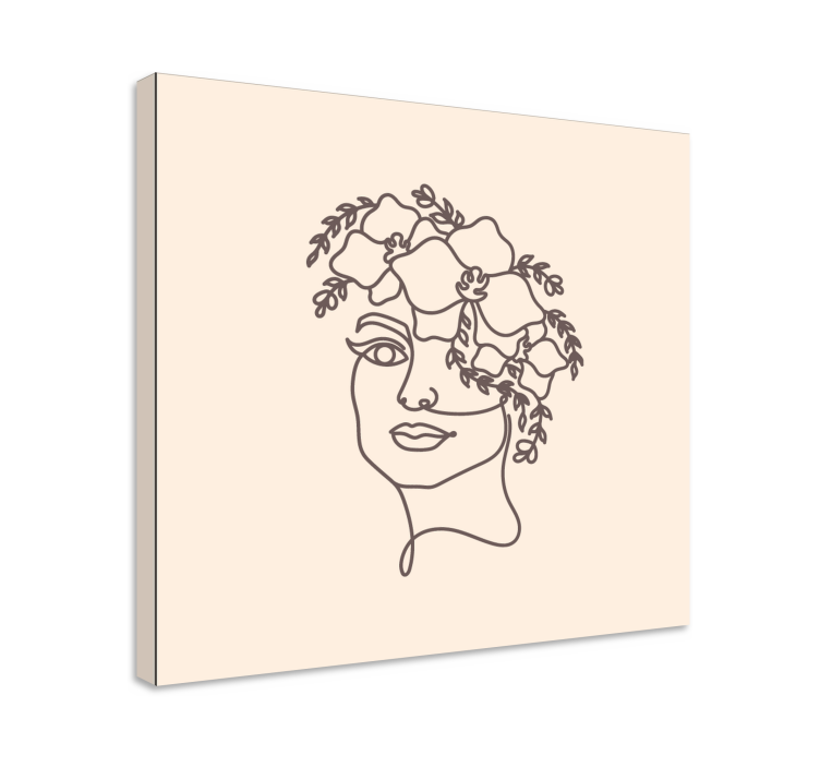 Tableau personnage dessin au trait floral - TenStickers
