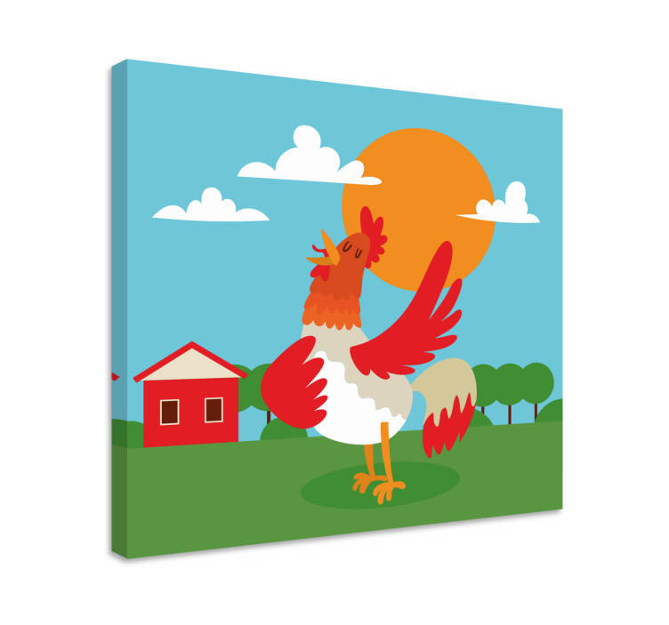 Tableau animaux coq célébrant le lever du soleil - TenStickers