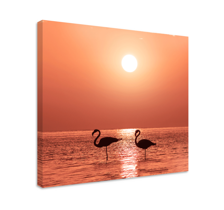 Tableau oiseaux flamants au coucher de soleil - TenStickers