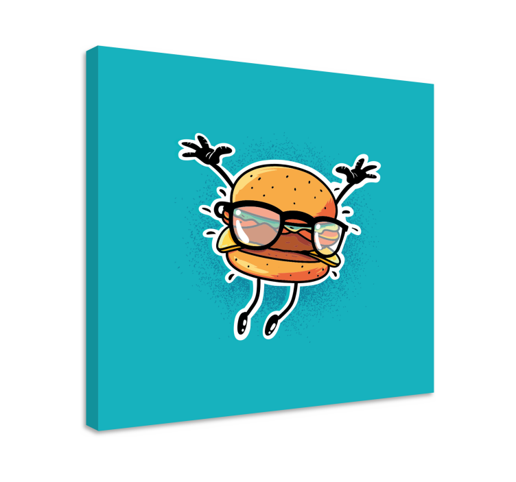 Tableau texte personnage de burger heureux - TenStickers
