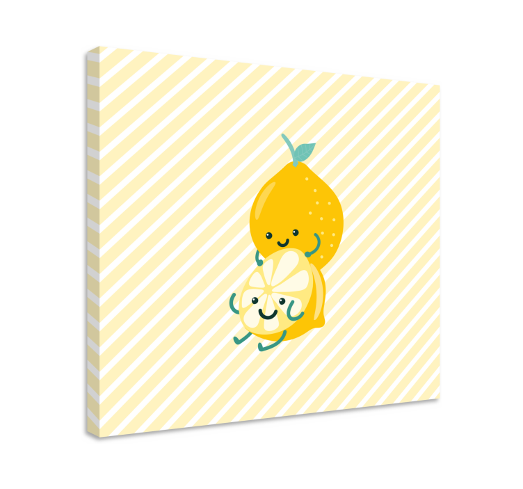 Tableau fruits citronnets adorables en étreinte - TenStickers