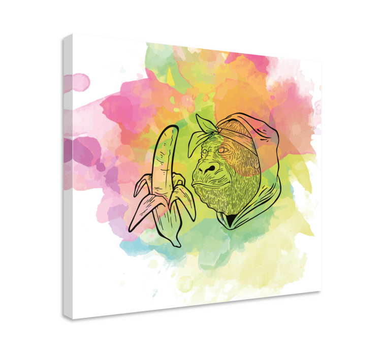 Tableau abc gorille tenant une banane - TenStickers