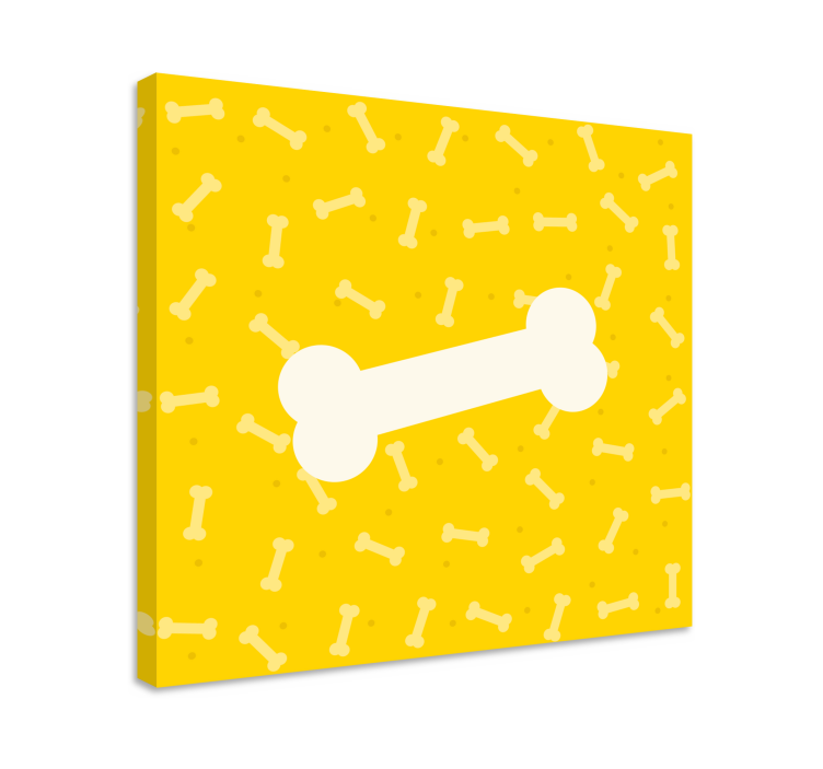 Tableau chien Os de chien mignon fond jaune - TenStickers