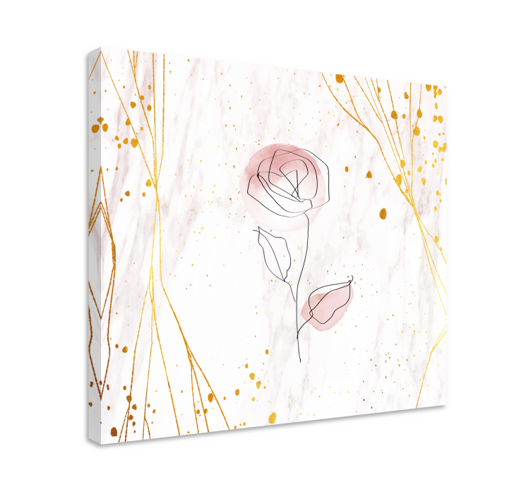 Tableau 3d Rose sur fond doré - TenStickers