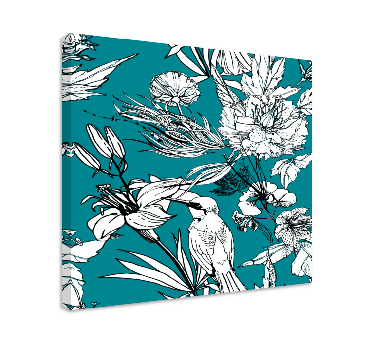Tableau oiseaux parmi les fleurs - TenStickers